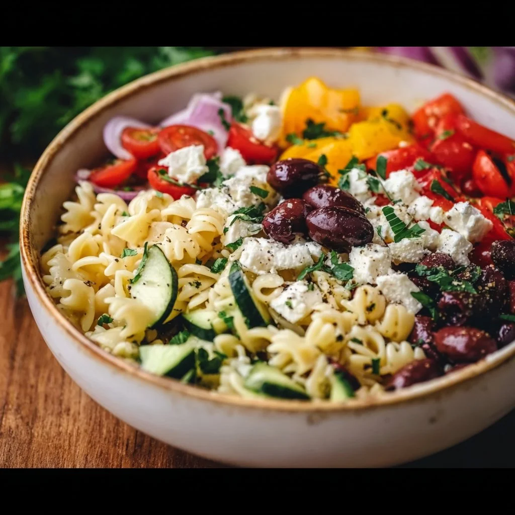 Greek Pasta Salad with Feta Cheese 6 Greek Pasta Salad with Feta Cheese