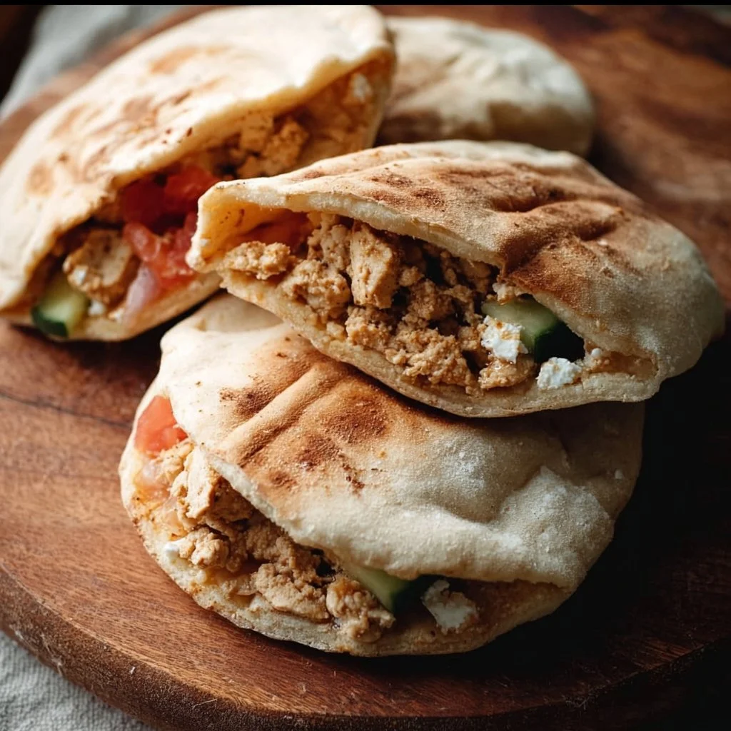 Mediterranean Ground Chicken Pitas