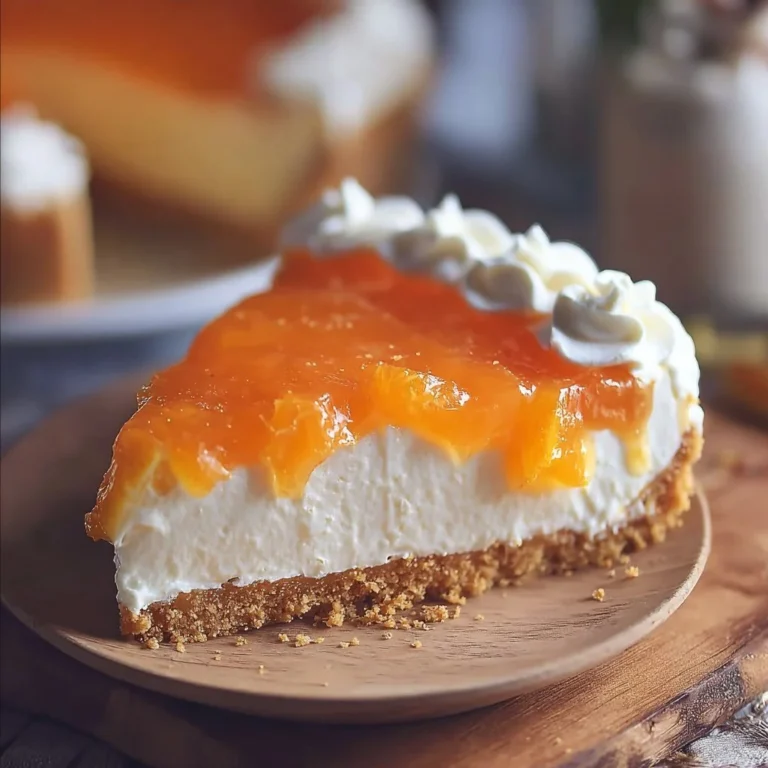 Orange Jello Creamsicle Pie 4 Delicious Orange Jello Creamsicle Pie served on a plate with whipped cream