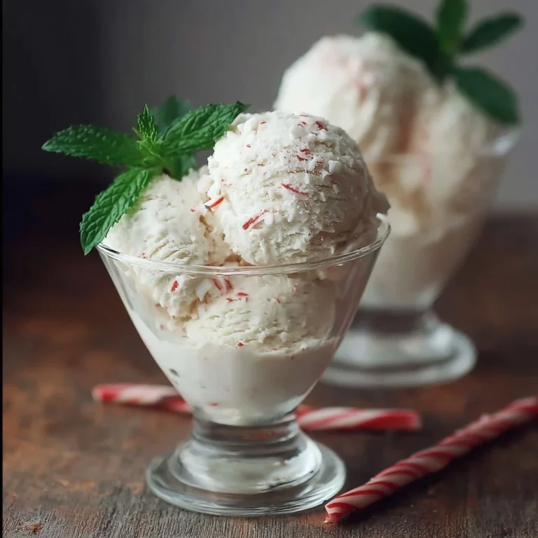 Peppermint Ice Cream 4 Creamy peppermint ice cream topped with candy cane pieces in a festive bowl