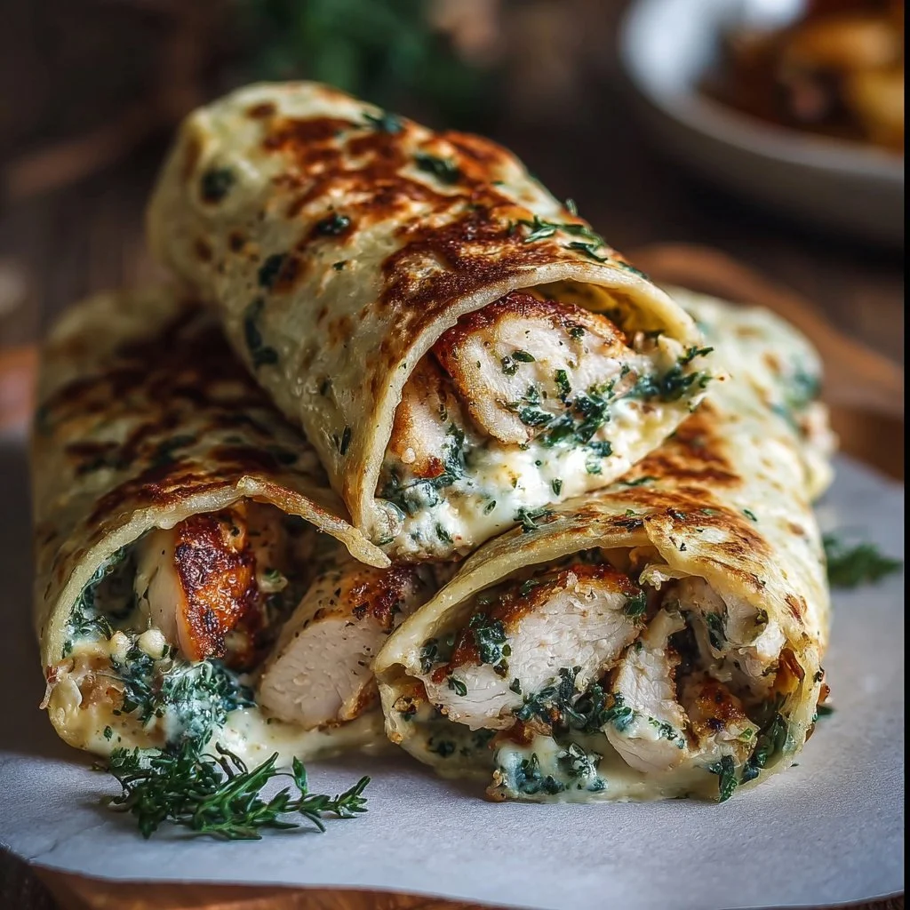 Savory Baked Cheese and Garlic Chicken Wraps 6 Savory Baked Cheese and Garlic Chicken Wraps
